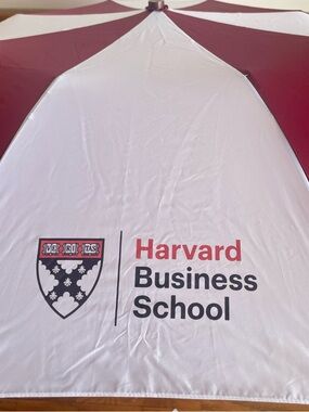 Harvard Business School Branded Umbrella - White & Maroon NWT